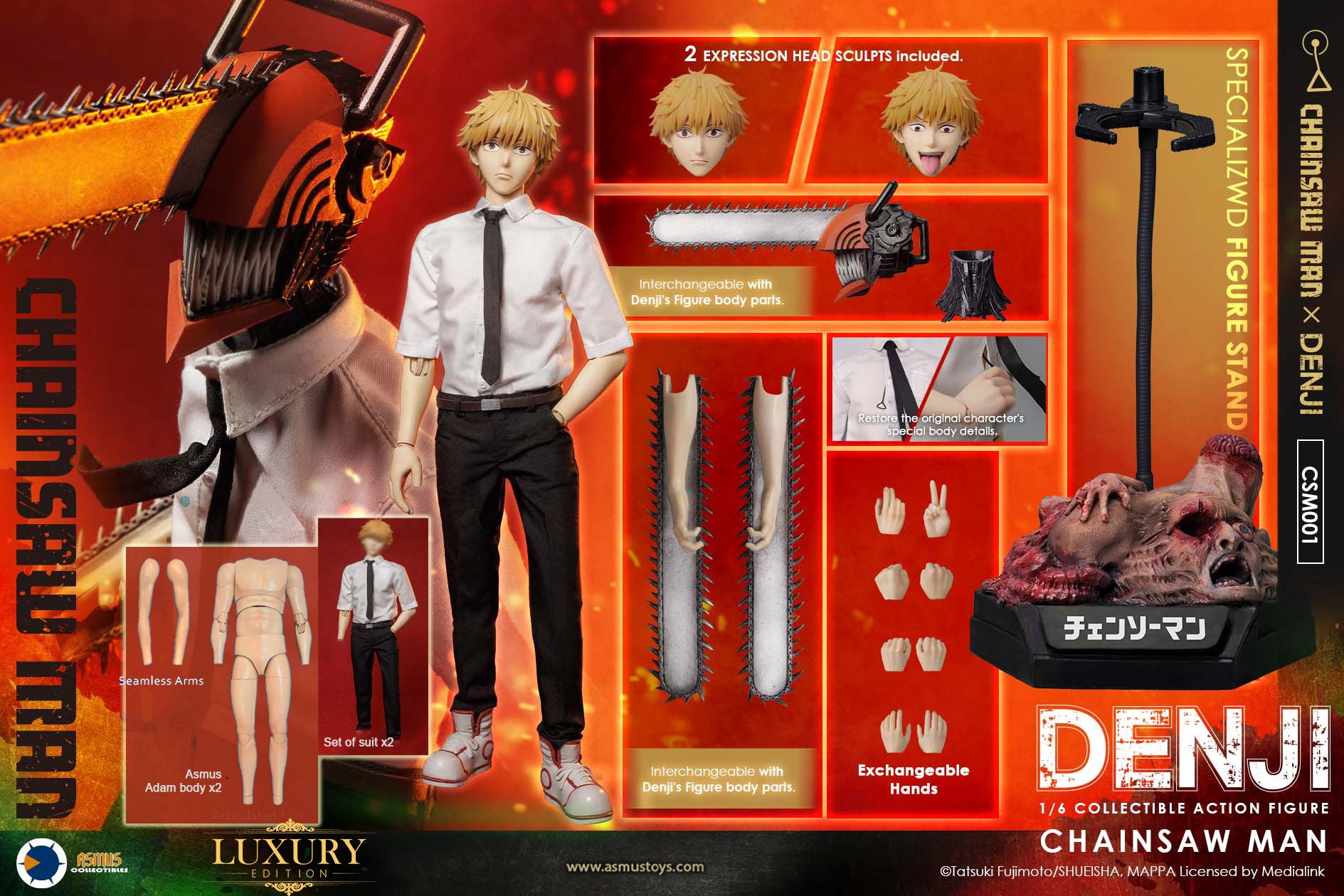 [PREORDER] Asmus Toys Denji Luxury Ver - Chainsaw Man 1/6 Collectible Figure - Image 7