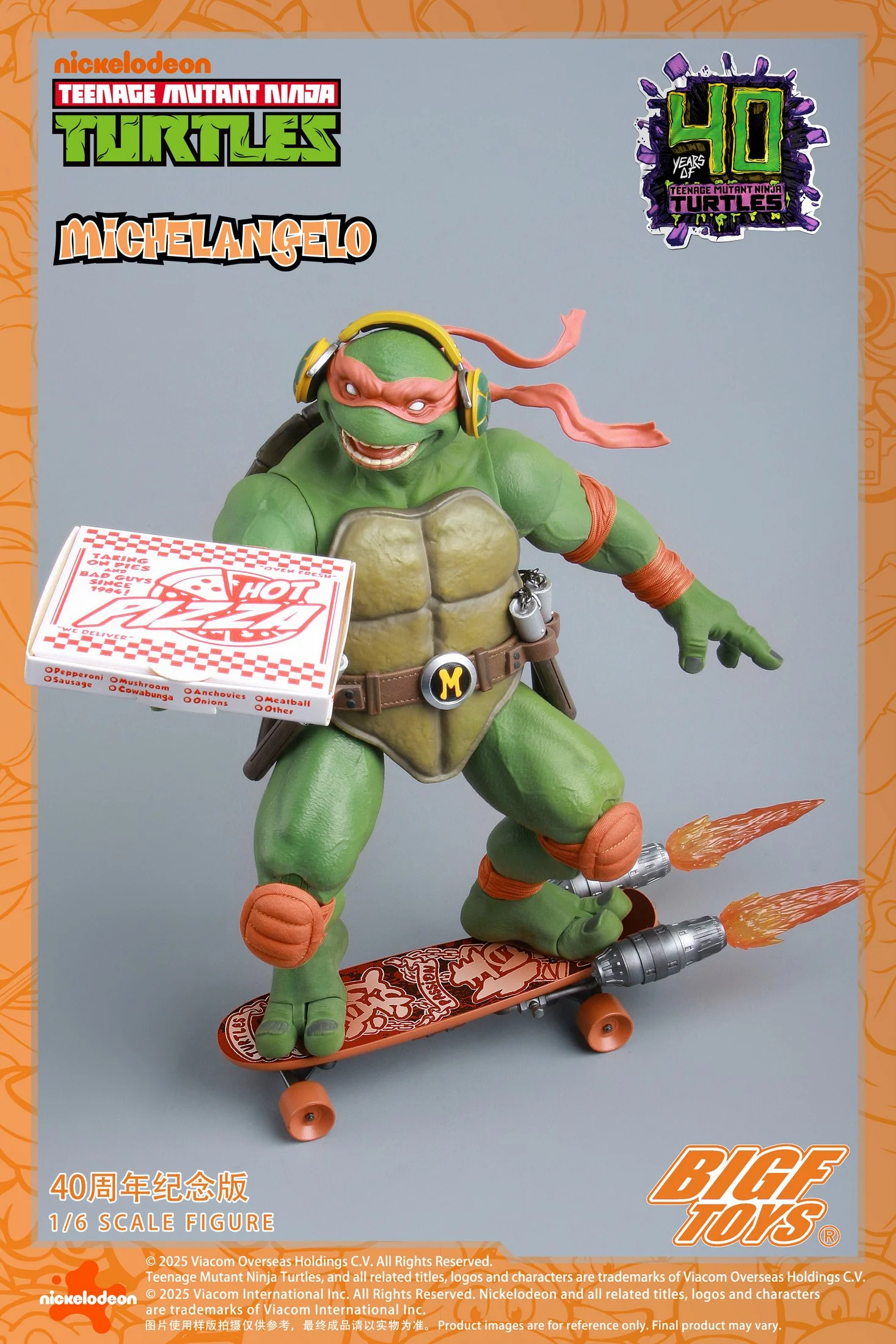 [PREORDER] BIGF Toys Michelangelo TMNT 40th Anniversary 1/6 Scale Figure - Image 2